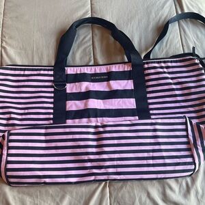 Victoria's Secret Pink and Black Striped Bag